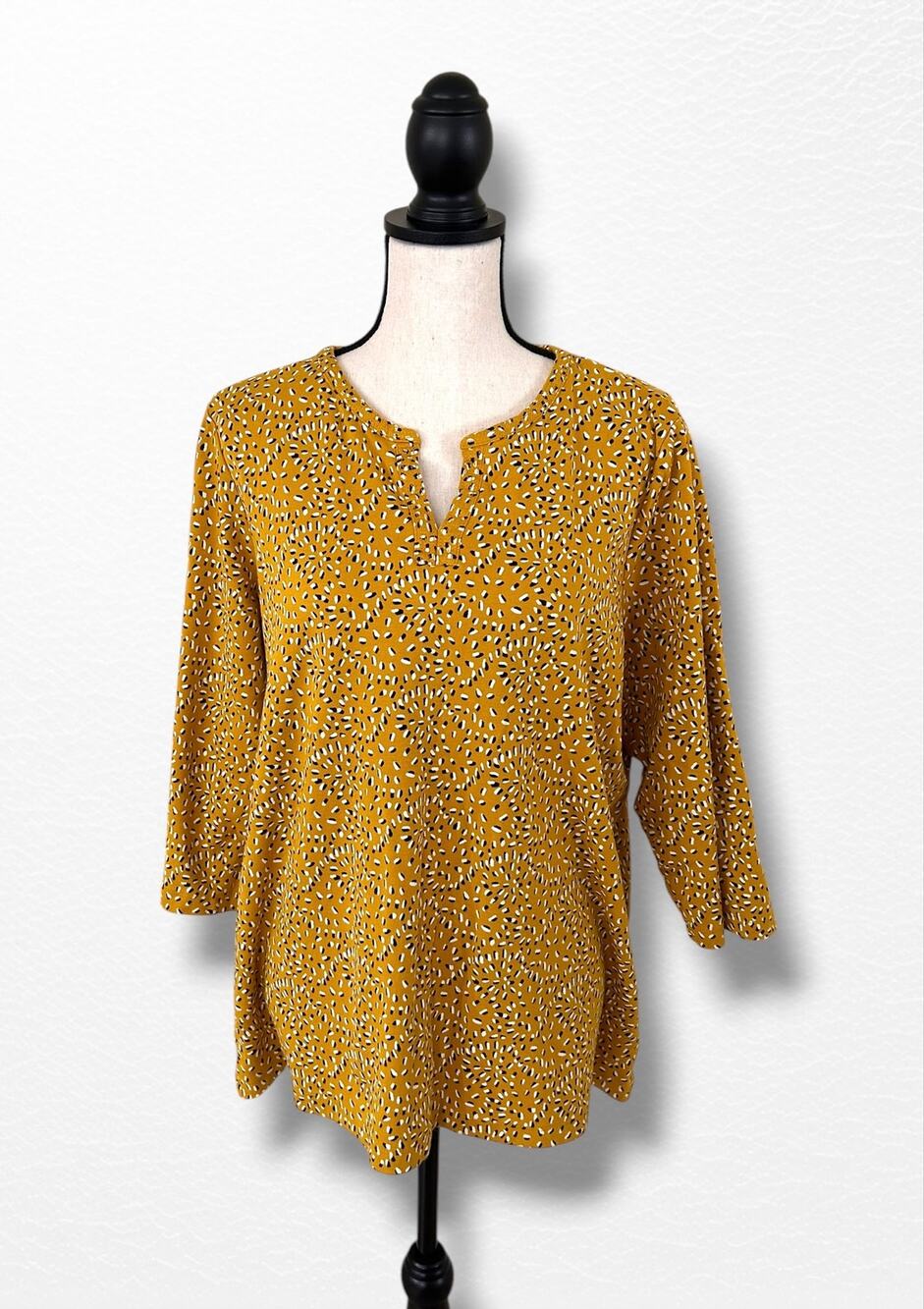 LL Bean 3/4 Sleeve Split-Neck Tunic Top, Size 2X